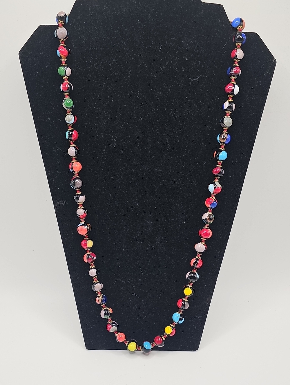 Murano Milleriori Multi color Glass Beaded Long Necklace. Stunning